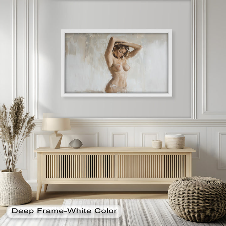 Still Grace – Serene Nude in Soft Neutral Oil Painting