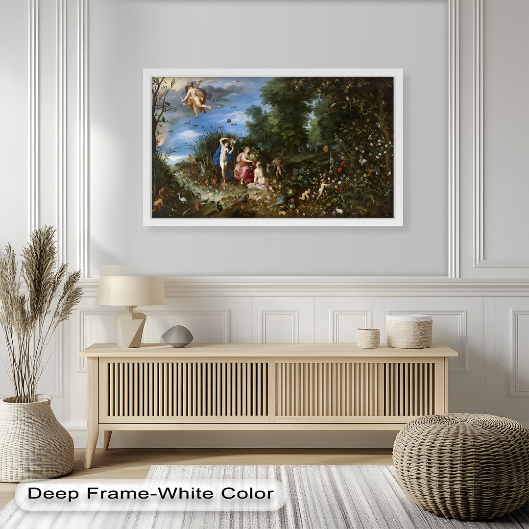 The Garden of Earthly Light – Mythological Forest Scene Oil Painting