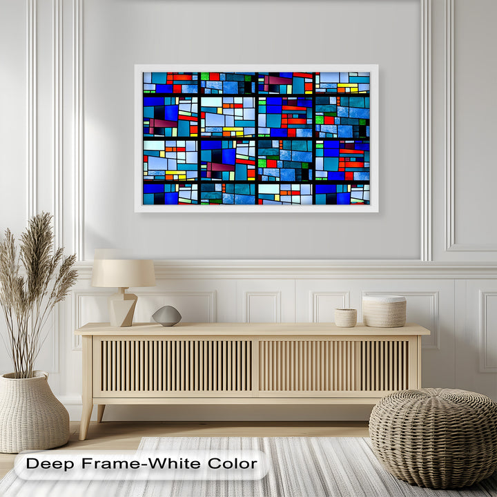 Moderne geometrische Wandkunst – gerahmtes Ölgemälde