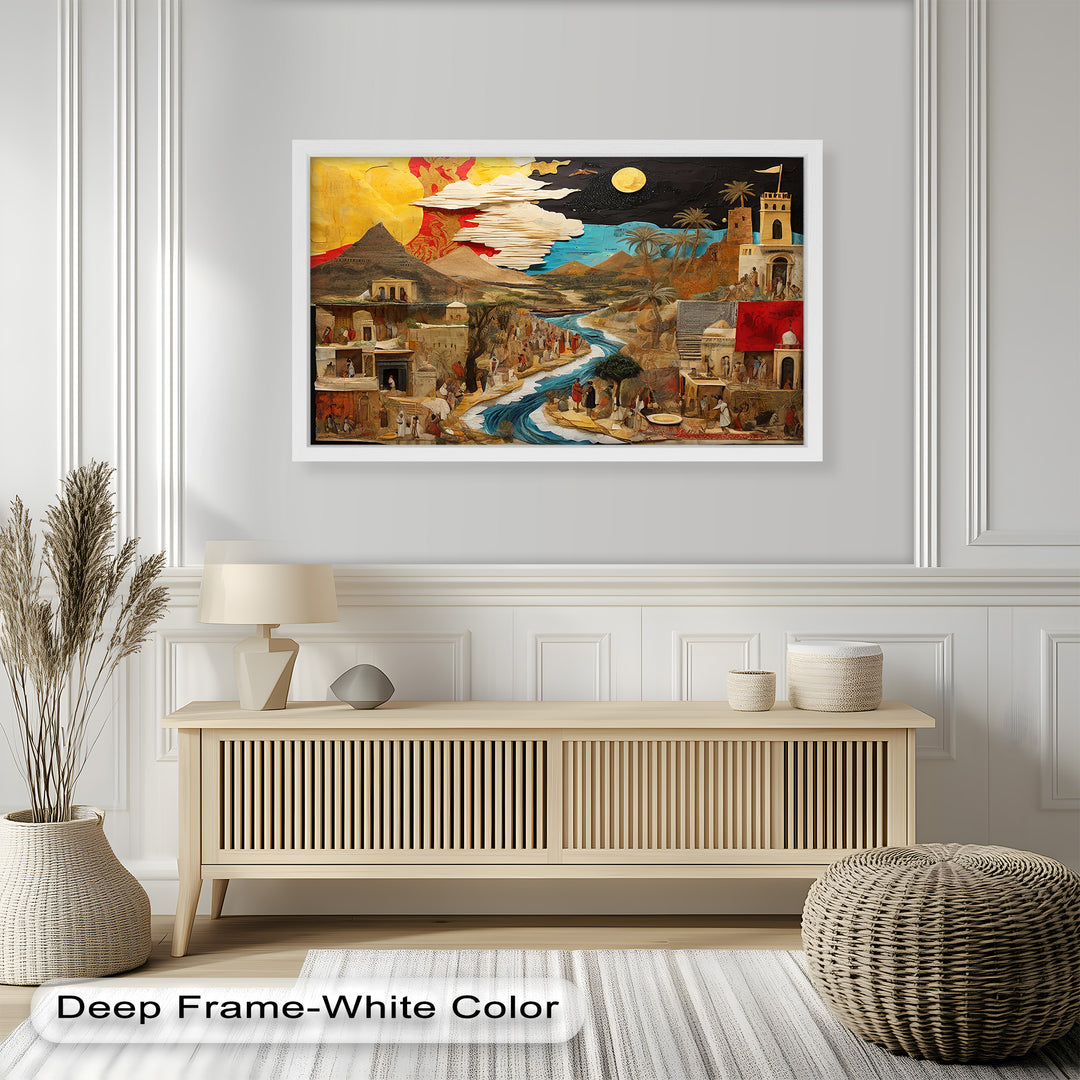 River of Time – Ancient Civilization Collage Picasso Oil Painting
