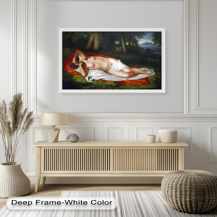 Goddess of the Grove – Renaissance Nude Reclining in Nature Oil Painting
