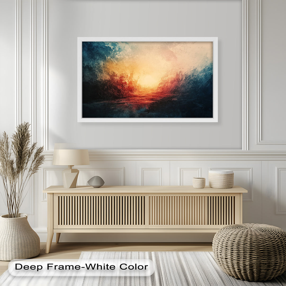 Eclipse Awakening – Feuriges Lichtexplosion-Abstraktes Ölgemälde