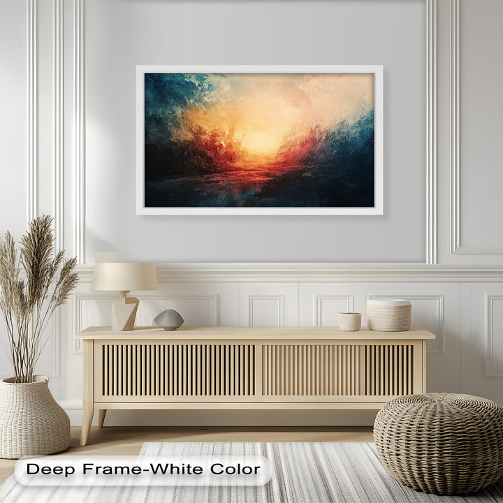 Eclipse Awakening – Feuriges Lichtexplosion-Abstraktes Ölgemälde