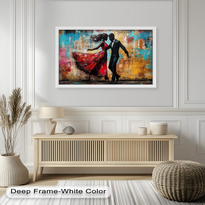 Whirl of Passion – Dancing Lovers in Red Love Oil Painting