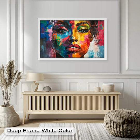 Color Reign – Vibrant Female Portrait Abstract Oil Painting - MyPhotoStation