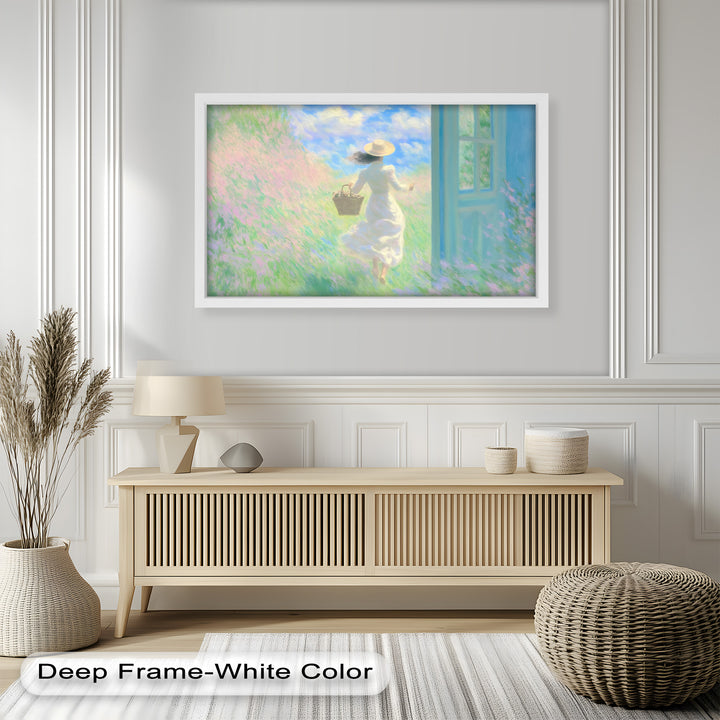 Into the Bloom – Dreamy Woman in Wildflower Field Oil Painting