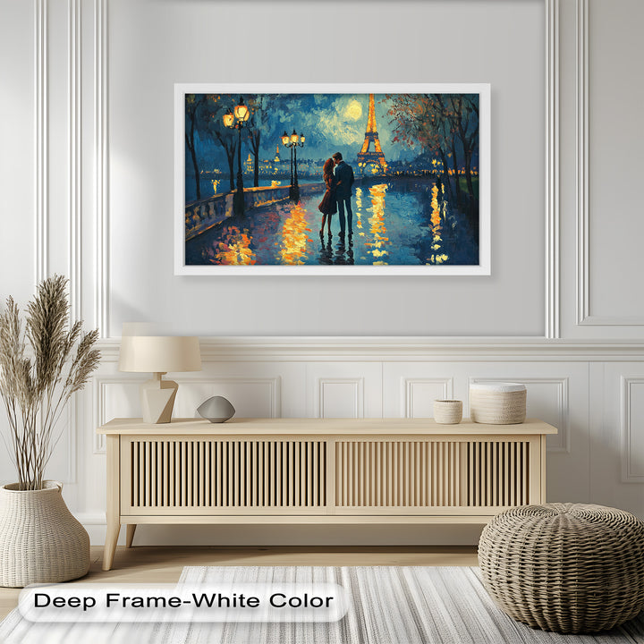 Moonlit Reflections – Eiffel Tower Romance Love Oil Painting