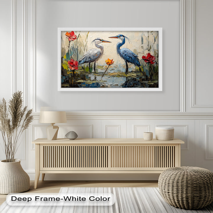 Pair of Herons – Animal Oil Painting