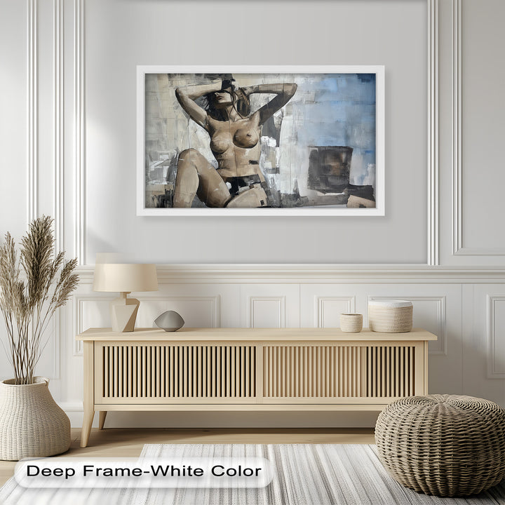 Urban Solitude – Contemporary Nude Oil Painting in Monochrome Hues