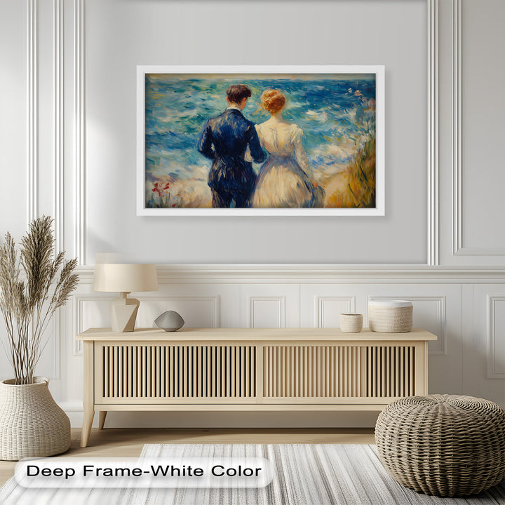 Lovers by the Sea – Romantic Impressionist Oil Painting