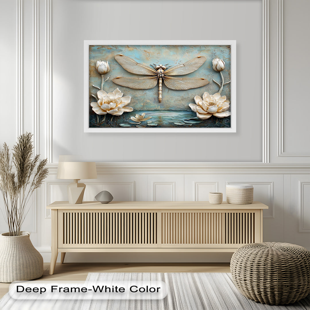 Vintage Dragonfly – Framed Oil Painting