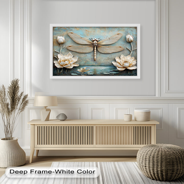 Vintage Dragonfly – Framed Oil Painting