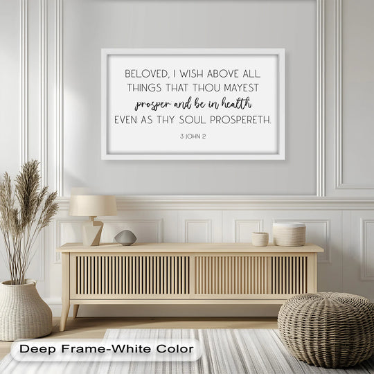 Christian home decor – Inspirational Bible verse from 3 John 2 about soul prosperity.
