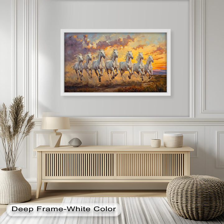 Run with the Sun – White Horses Oil Painting