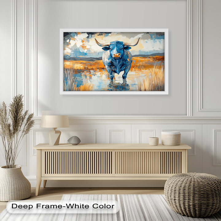 Blue Desert Bull – Animal Oil Painting