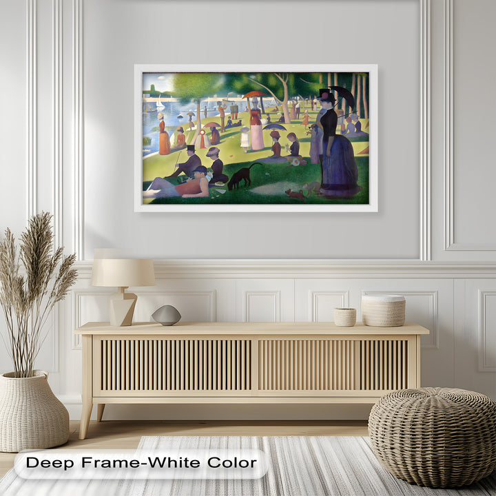 Sonntagsfreizeit am See – Pointillismus-Ölgemälde