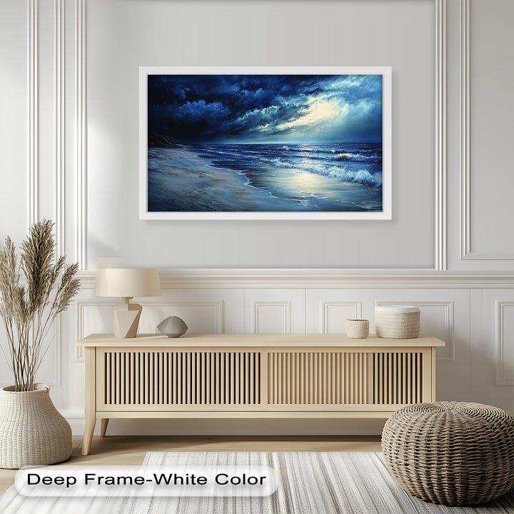 Ocean Wall Art - Stormy Night Seascape Oil Painting