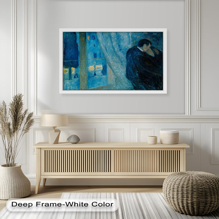 The Kiss by Munch – Romantic Blue Interior Oil Painting
