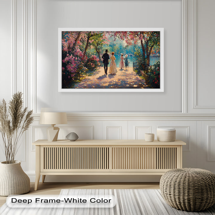 Springtime Promenade – Romantic Garden Path Impressionist Oil Painting