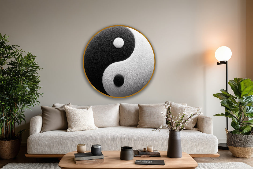Emanating organic forms, this oil painting reproduction print depicts the eternal balance of a yin yang symbol, forming an abstract expression of harmony.