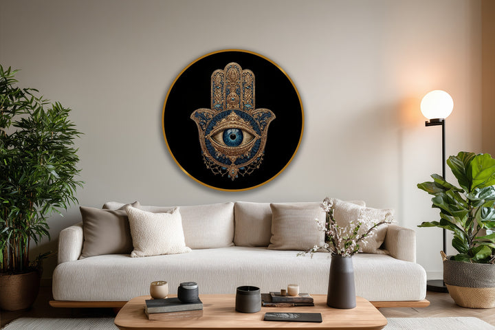 luxury hamsa round wall decor