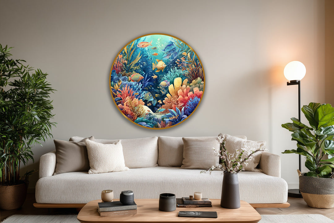 tropical fish round wall décor