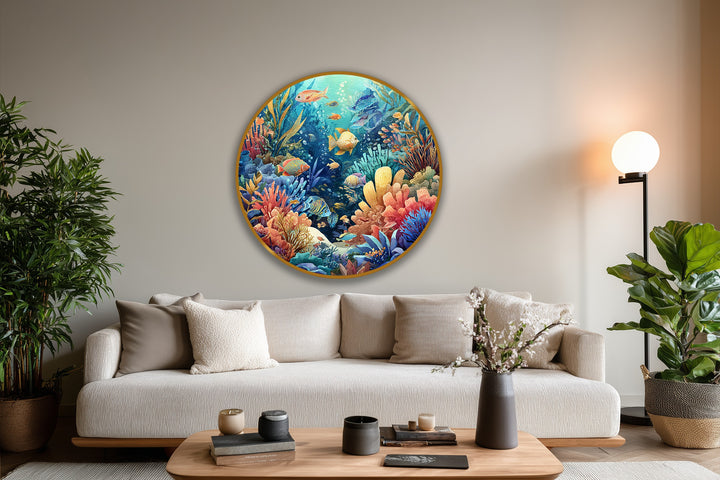 tropical fish round wall décor
