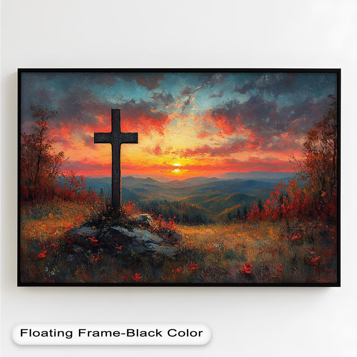 Sonnenuntergangskreuzlandschaft – Malerische Ölgemälde