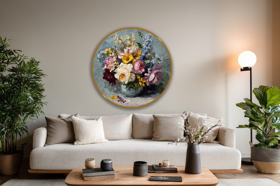 bright flower round wall décor