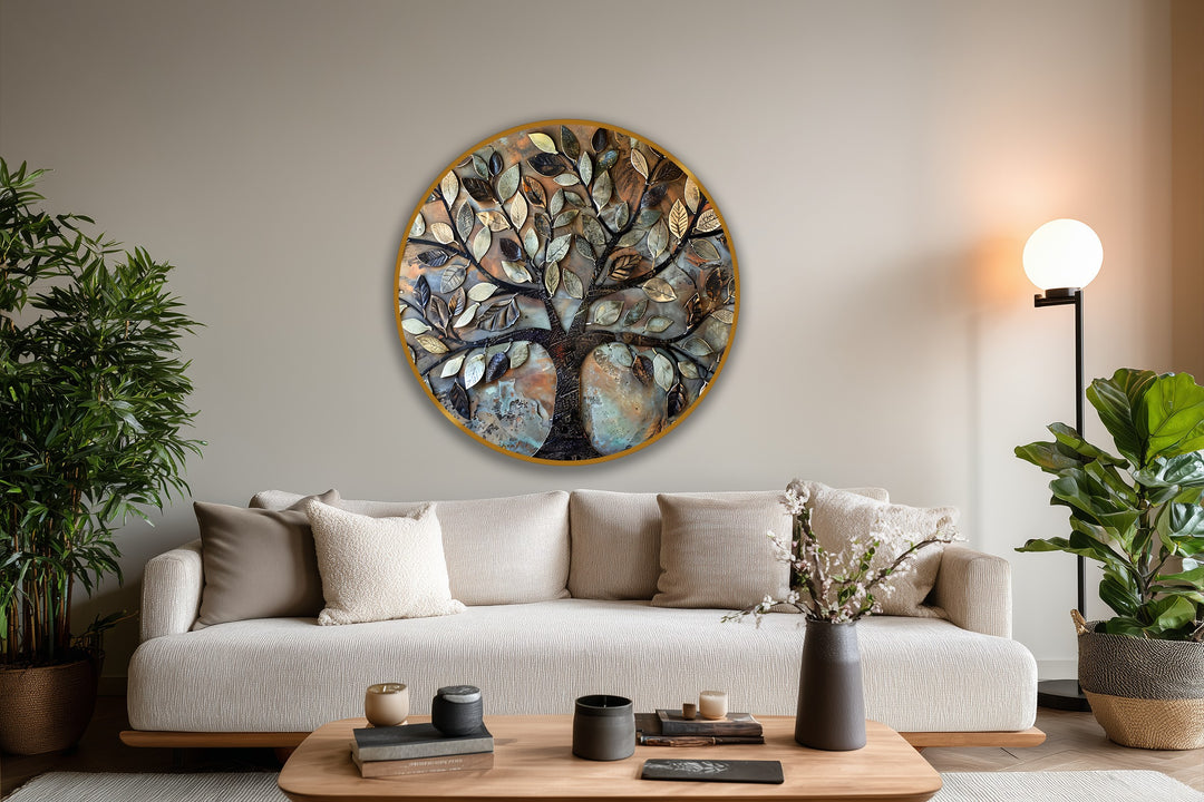 textured leaf wall painting