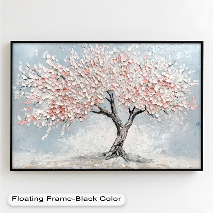 Spring tree in bloom with impasto pastel flowers.
