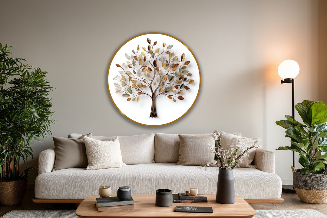 metallic leaf circular painting