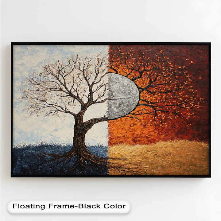 Duality of Seasons – Abstract Tree Oil Painting