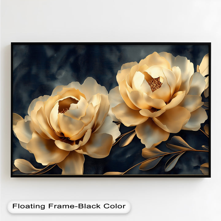 Golden Bloom Elegance – Flower Oil Painting