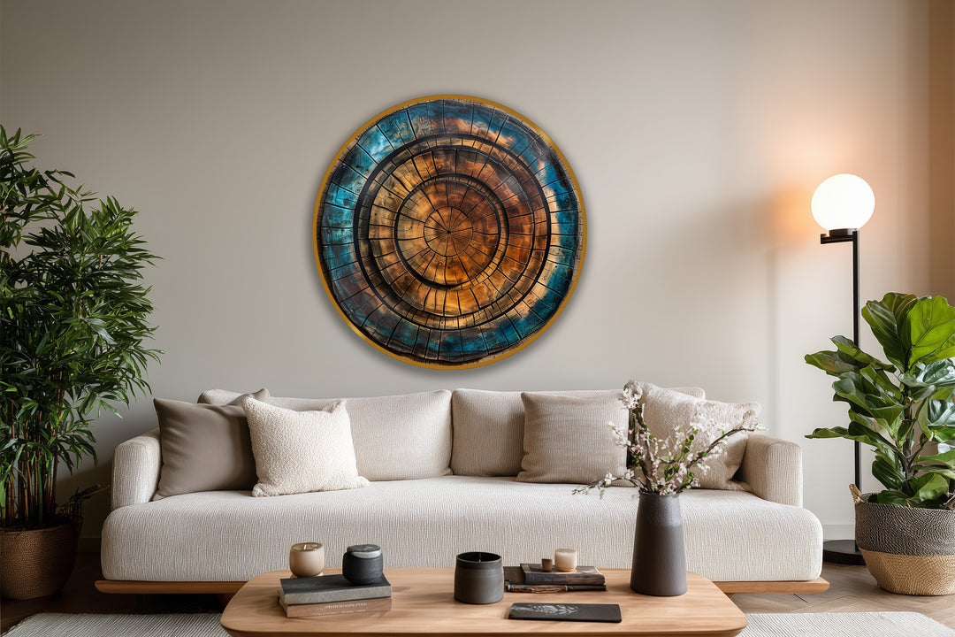 Crafted from high-quality wood, the copper spiral abstract round oil painting shows the exquisite texture and fine detail found in authentic oil painting art prints.