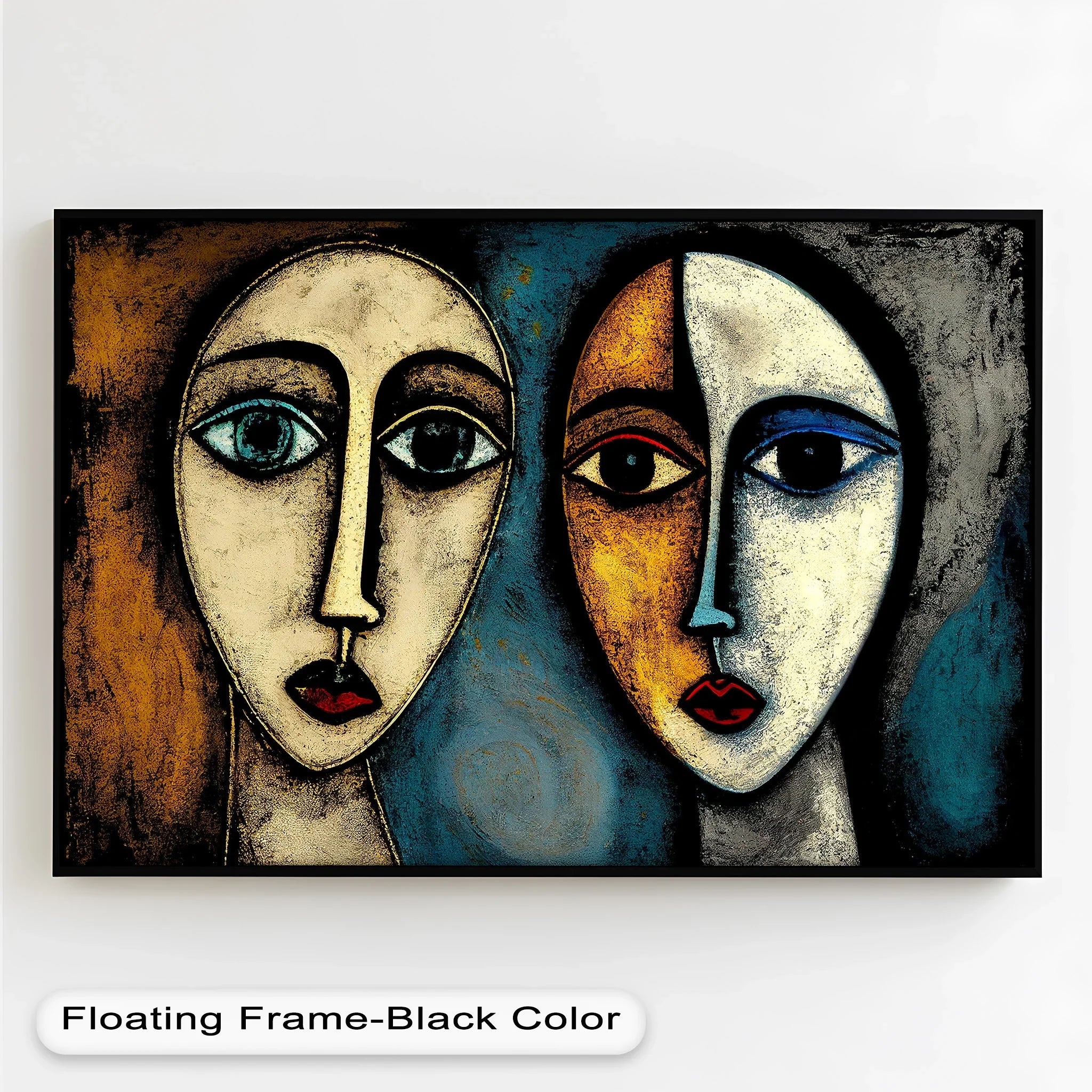 Duality of Gaze – Abstract Expressionist Portrait Picasso Oil