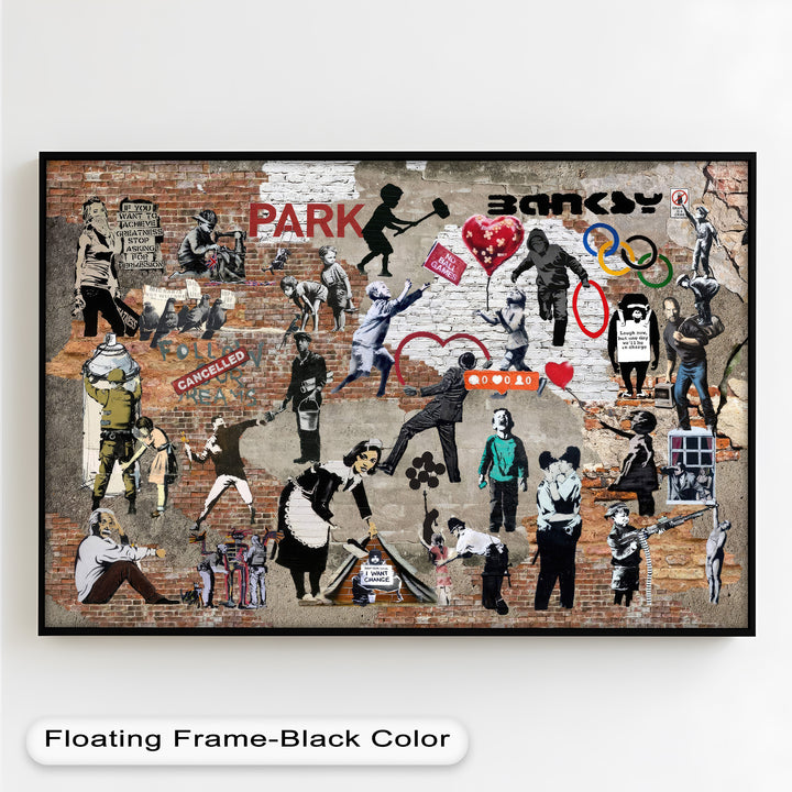 Voices on the Wall – Iconic Banksy Collage Oil Painting