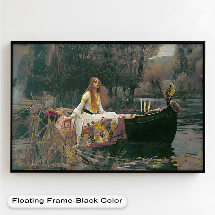 The Lady of Shalott – Romantic River Journey Historic Oil Painting