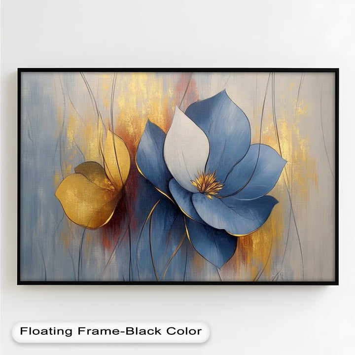 Blaue Magnolien-Wandkunst – Blumen-Ölgemälde