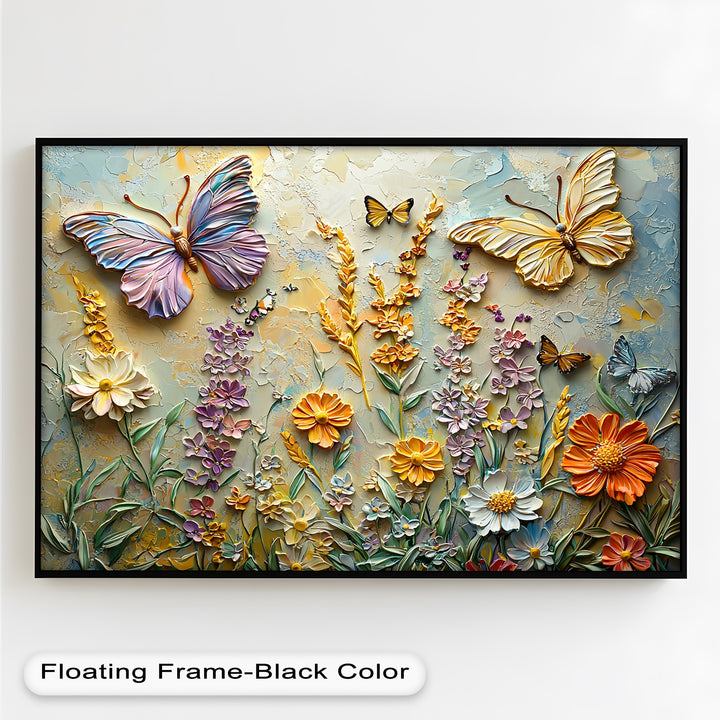 Abstract Floral Butterflies – Modern Oil Painting