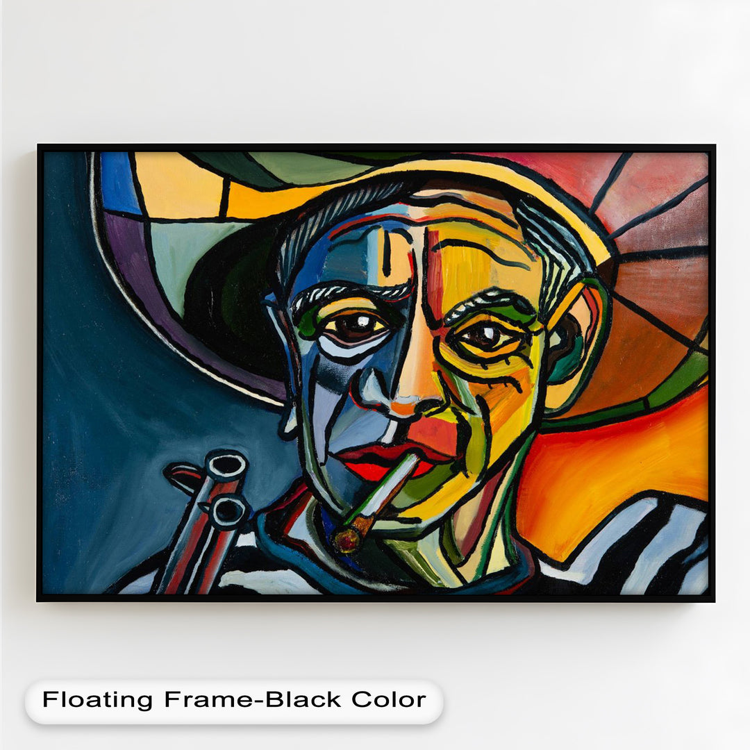 Rebel's Gaze – Bold Cubist Portrait Picasso Oil Painting