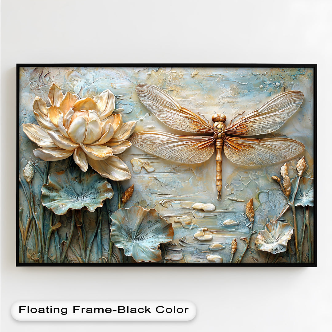 Retro Dragonflies and Flowers – Elegant Nature-Inspired Oil Painting