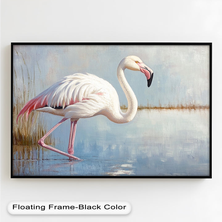 Graceful Flamingo in Shallow Water – Animal Oil Painting