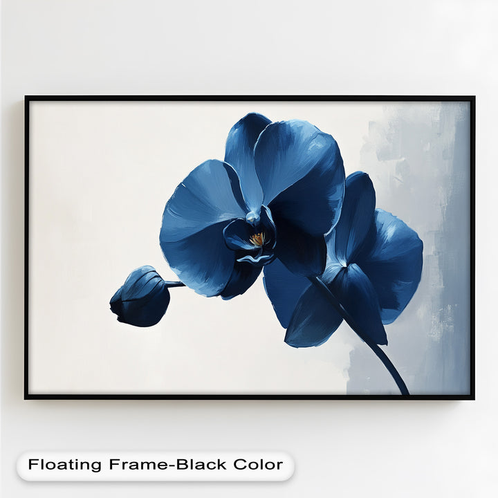 Blue Orchid Wall Art – Modern Floral Oil Painting