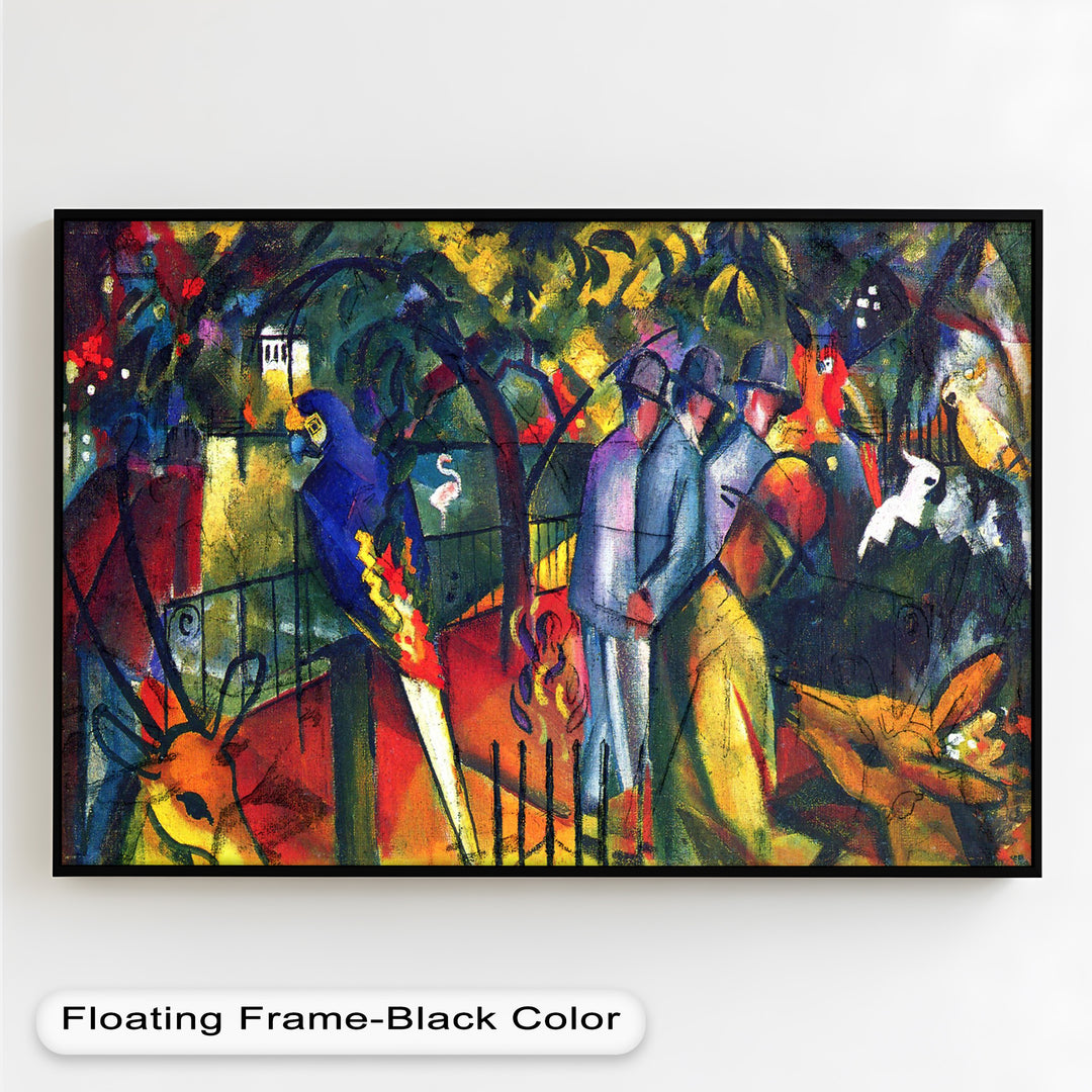 Tropical Garden with Parrots and Men – Modern Oil Painting