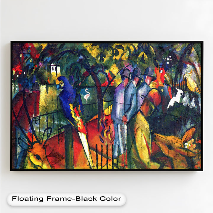 Tropical Garden with Parrots and Men – Modern Oil Painting