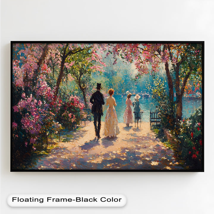 Springtime Promenade – Romantic Garden Path Impressionist Oil Painting