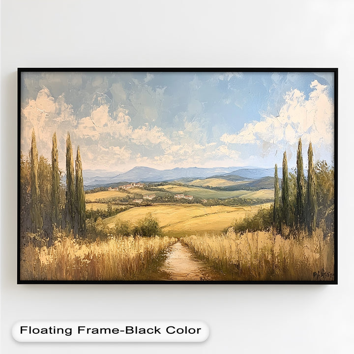 Vintage Aerial View – Scenic Countryside Oil Painting