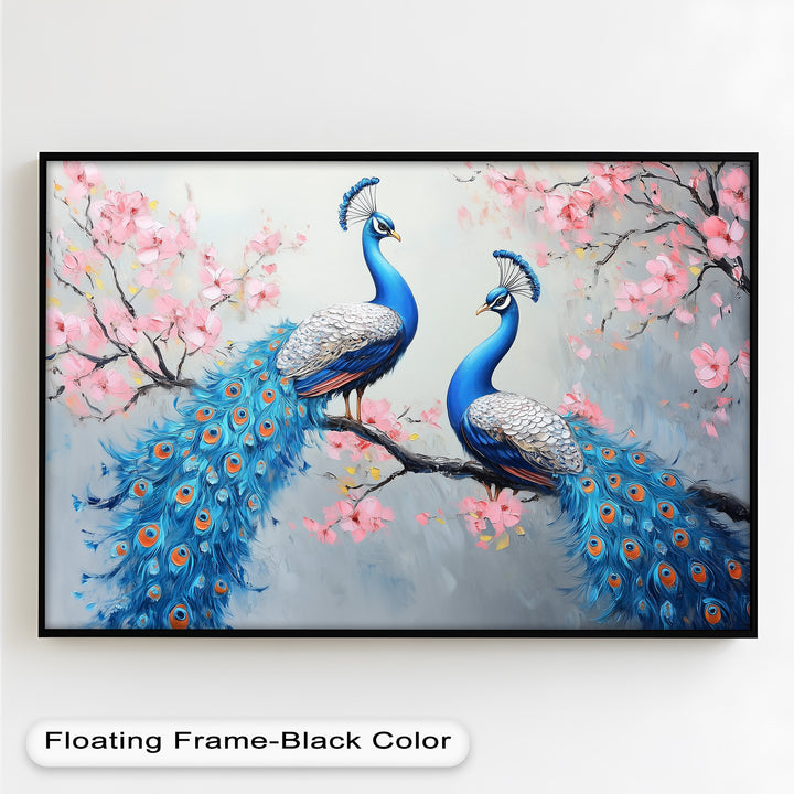 Peacocks Among Cherry Blossoms – Animal Oil Painting