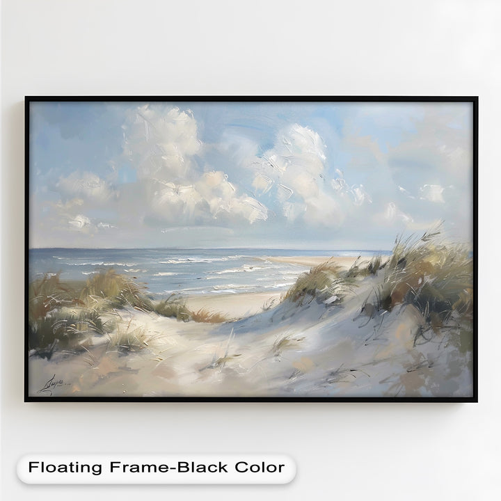 White Sand Beach Sandy Path Landscape – Coastal Oil Painting